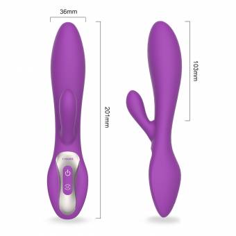 Nuevo multi 7 frecuencias conejo vibrador impermeable USB recargable Silicona médica Cetro mágico Penetración de lengua Doble vibración Videos para adultos Juguete sexual Estimulador de clítoris