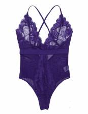 Scallop Mujer Lencería Erótica Body Correa Encaje Floral Sexy Picardías Ropa Interior Púrpura XL. Envíos a Palencia