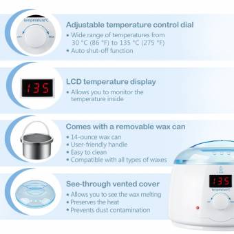 Lavany Calentador de Cera, Set de Depilación con Perlas de Cera Caliente y Máquina Calentadora de Cera con Cuenco para Cera Extraíble de 400 g., 4 Paquetes de 100 g de Granos de Cera Dura y 5 Pali