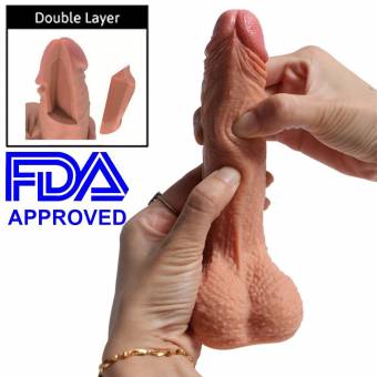 Consolador de Silicona Pura de Doble Capa, Dildo Realista Pene Cock Dong Masajeador con Potentes Ventosas (18cm de largo). Envíos a València