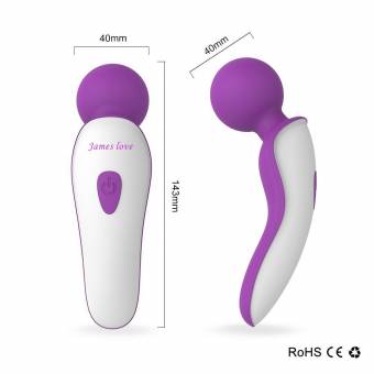 Vibrador Mujer/Magic Wand Massager Silicona 100% Impermeable con 9 Velocidad Vibración Estimular Punto G Vagina y Clítoris, James Love Mini Masajeador para Todo el Cuerpo, Carga por USB (Morado). E