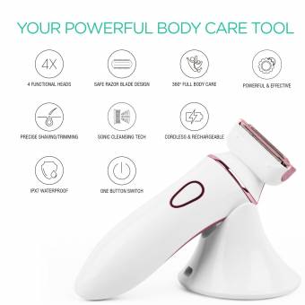 VOYOR Afeitadora Mujer Femenina Recortadora Electrica Recargable Bikini Rasuradora Mujer Depiladora para Facial Piernas y Axilas, la Línea del Bikini Recargable en Húmedo y Seco CON Limpiador Facia
