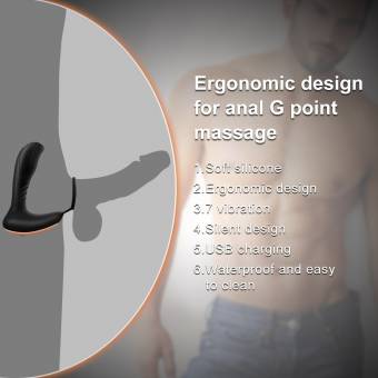 Estimulador de Próstata con Anillo de Martillo, Vibrador Anal de Silicona Masaje de Próstata Vibrador, Anal Vibrador Macho Remoto, USB Enchufe de Próstata 7 Modo Vibrador Hombre, Pareja él. Enví