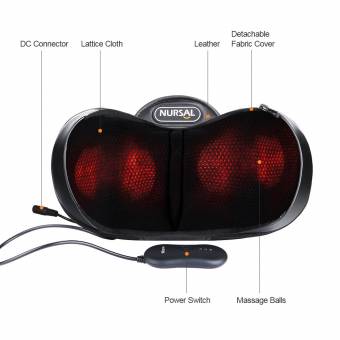 NURSAL 4 Modos 3D Shiatsu Masajeador Amasado profundo Almohada de masaje con calor para el cuello, hombro y espalda Combate la fatiga, rigidez y alivia el dolor en la oficina, casa y coche con bolsa 