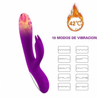 ZAMO Alice Vibrador Doble Consoladores Sexuales Mujer Masturbador Femenina de Calentamiento de Doble Vibración,Estimulador de Punto G para Parejas,Masajeador para Relajar el Cuerpo con 10 Modos. Env