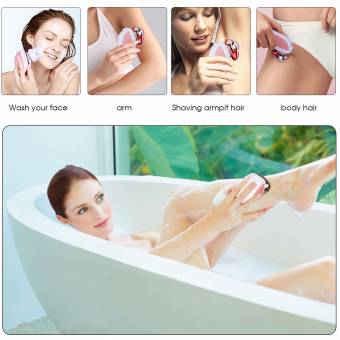 Hatteker Depiladora Mujer Afeitadora Eléctrica Femenina Depiladora Bikini Inalámbrica Recargable Recortadora Corporal Húmedo y Seco Cepillo de Limpieza Facial Impermeable 3 en 1. Envíos a M&aacut