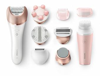 Philips Satinelle Prestige BRP586/00 - Depiladora en seco y húmedo con 7 accesorios y limpiador facial. Envíos a Melilla
