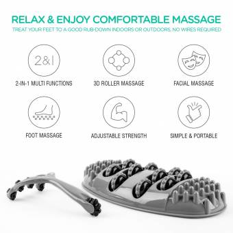 VOYOR Masajeador de pies Masaje pies con 10 rodillo de masaje Herramientas Reflexología para el dolor de pie, Itchy pies de socorro, con 1pcs Masajeador de cuero cabelludo de mano para gratis MS210.