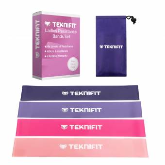 Conjunto de Bandas de Resistencia para Mujeres – Conjunto de Bandas de Ejercicio color rosa de Alta Calidad – 4 x 30cm / Bandas para trabajar Glúteos / Bandas para hacer Sentadillas / Bandas de 