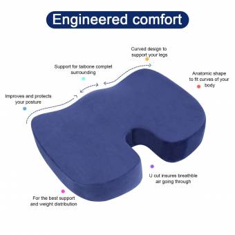 LoveHome Cojín de Asiento Coccyx Espuma de Memoria para el Dolor de Espalda Baja, Lesión del Cóccix, Ciática, Hemorroides, Alivio del Dolor Pélvico -Ideal Comfort Asiento Pad para Sillas de Ofic