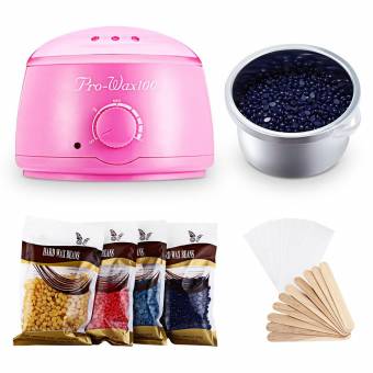 Calentador eléctrico de la máquina de depilacion cera calentador aplicador con frijoles papeles palos Waxing Kit (Rosa). Envíos a Illes Balears