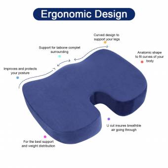 LoveHome Cojín de Asiento Coccyx Espuma de Memoria para el Dolor de Espalda Baja, Lesión del Cóccix, Ciática, Hemorroides, Alivio del Dolor Pélvico -Ideal Comfort Asiento Pad para Sillas de Ofic