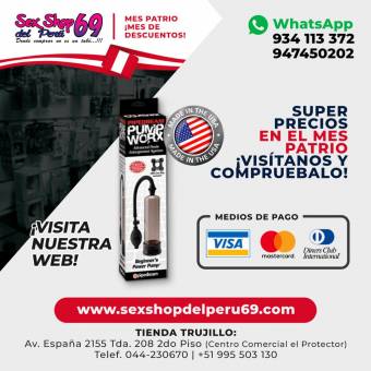 Pump Work, Bombas De Succión Para Caballeros, Masturbación y Succión Sex Shop Del Perú