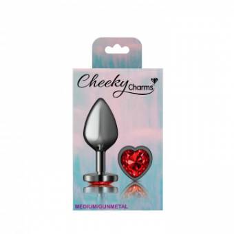 CONSOLADOR TAPONES DE METAL CORAZON ROJO.  Es una colección de seductores y vibradores tapones anales de metal, cada uno con una hermosa gema acrílica