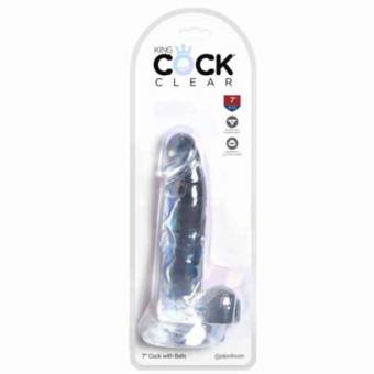 B-CONSOLADOR KING COCK CLEAR 5 CON TESTICULO. El consolador King Cock Clear de 5 pulgadas es un consolador translúcido con un diseño de miembro realis
