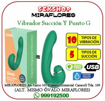 KISSEN SIREN - VIBRADOR CON SUCCIÓN DE CLÍTORIS Y PUNTO G / SEXSHOP MIRAFLORES