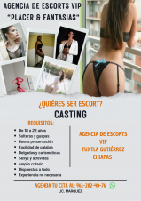 Agencia de escorts vip solicita chicas guapas en Tuxtla Gutiérrez