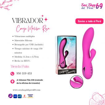 SEXSHOP69..WPP: 950319453..PAITA -- VIBRADOR CONEJO MALIBU -- ROSA